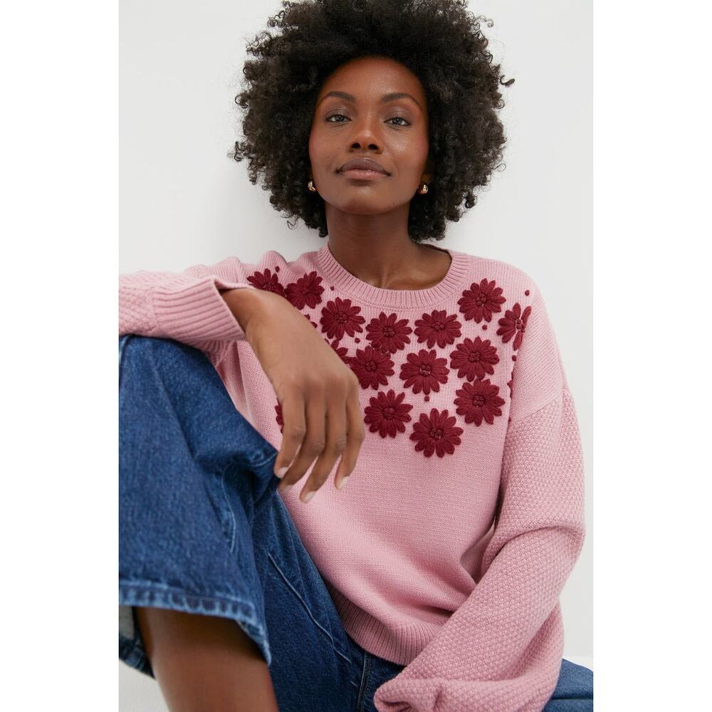 HYACINTH HOUSE Rose Embroidered Floral Francine Sweater Size XXL NWT - Picture 7 of 7